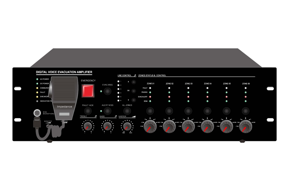 8 Zone EVAC Controller, built-in 500W class-D amplifier