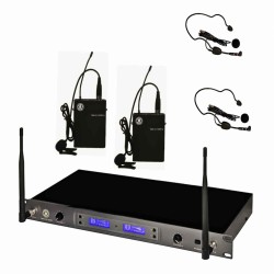 Topp Pro - UHF 100 Kanal Çift Anten Dijital Alıcı Çift Yaka - Headset Ve Entruman Tipi Telsiz Mikrofon Seti